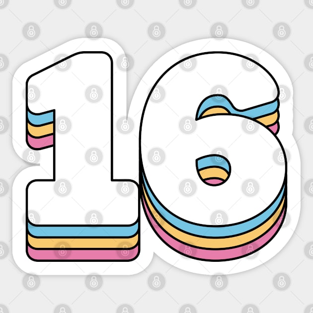 16 Number Years Birthday Anniversary Party Decoration Sticker by RetroDesign